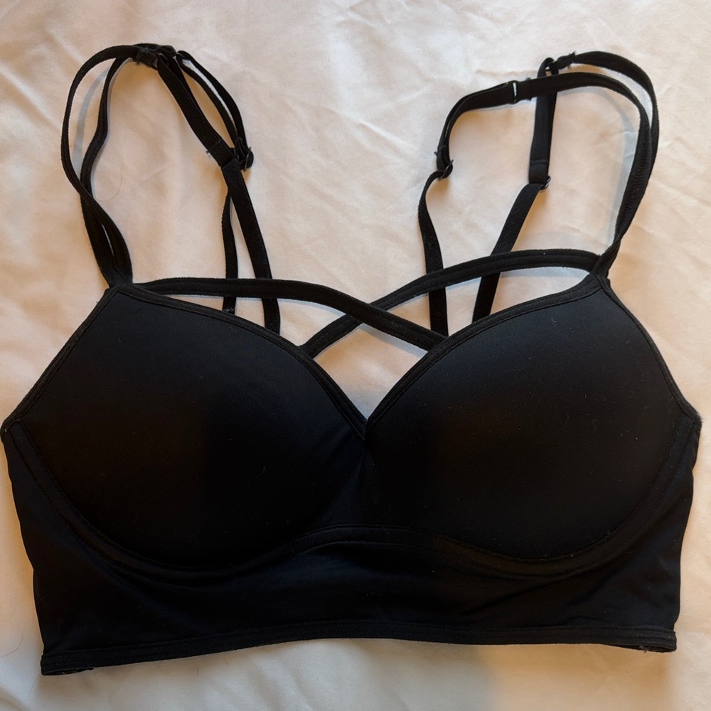 PINK Victoria's Secret Black Crisscross Bra